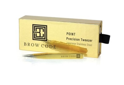 Brow Code Precision Tweezers Gold 100% Japanese Stainless Steel New