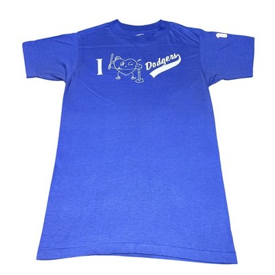 Vintage 80s LA Dodgers T-Shirt Size Small I Heart Dodgers Single Stitch Blue