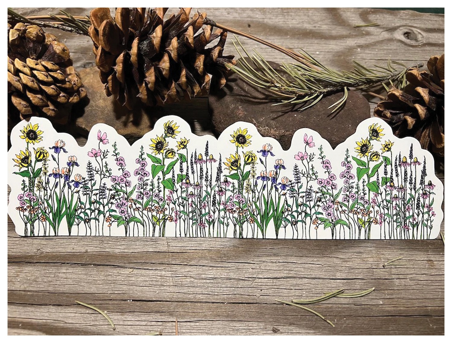 Набор наклеек Поле цветов - Водонепроницаемые цветочные наклейки для помещений - 3390₽