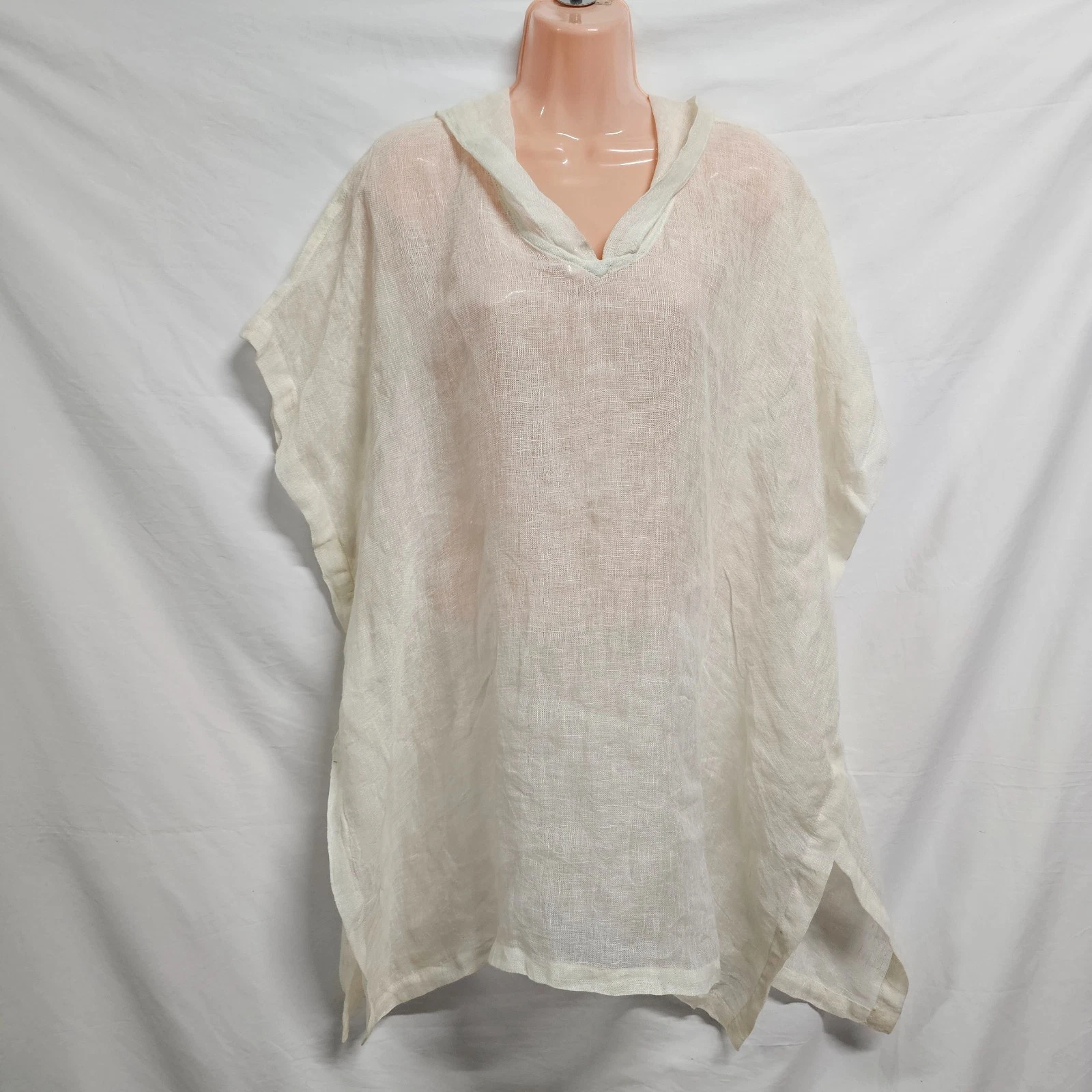 La Fixsun Net Hoodie Poncho Tunic Women One Size Ivory