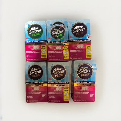 Lot 6 Alka Seltzer Plus Cough & Sore Throat Raspberry Flavor 6/30/26 Open Box
