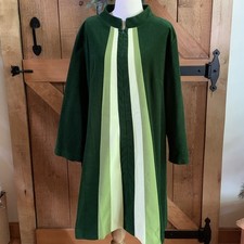 Vintage JCPenney Loungewear Green Velour House Coat Granny core Robe Size 42