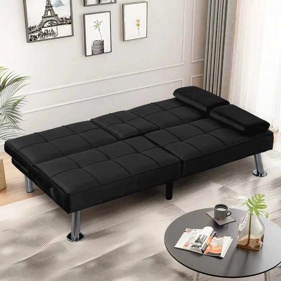 Sofá cama convertible futón FLEXISPOT con puerto de carga USB y tipo C Foto 2 de 4