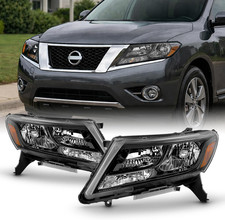 - Fits 2013-2016 Nissan Pathfinder Halogen Type Black Headlights Pair Driver L
