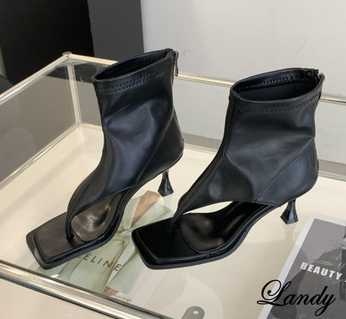 Botas Gladiador Romanas Sandalias de Verano Para Mujer Punta Abierta Espalda Cremallera Parte Superior Alta Mujeres