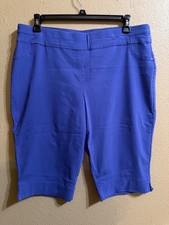 ALFRED DUNNER SKIMMER CAPRI PANTS SZ 18 PETITE BLUE TAPERED LEG PULL ON