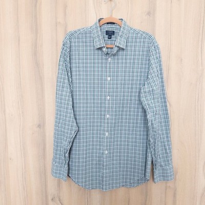 J.Crew Mens Button Down Shirt Sz L Green Gingham Thompson Preppy Classic Office