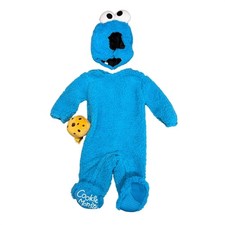 Sesame Street Cookie Monster Baby Costume Jumpsuit Hood 0-6 Months