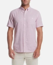 NEW Weatherproof Vintage Linen Blend Men's S Short Sleeve Button-Up Shirt Red