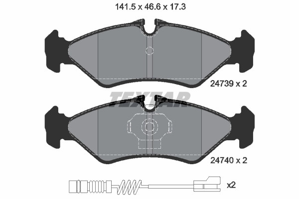 Plaquettes de frein Textar 2473901 kit garnitures VW 2D0698451D