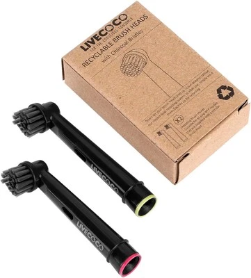 LIVECOCO Recyclable Oral-B Compatible Toothbrush Heads, Eco-Friendly & Sustainable, Char
