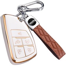 for Chevy GMC Key Fob Cover with Keychain, 2022 2023 2024 Size B-Ivory