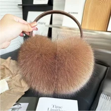 Women's Warm Extra Large Real Fox Fur Earmuffs Earlap Ear Muff Leather Bracket