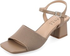 NiB Journee Women's Evylinn Open Toe Block Heel Sandal Taupe Size 9 W 80 RY1266