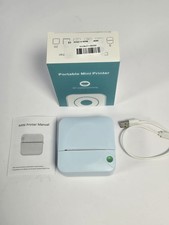 Portable Mini Bluetooth Thermal Printer Blue Inkless Photo Label USB Tested