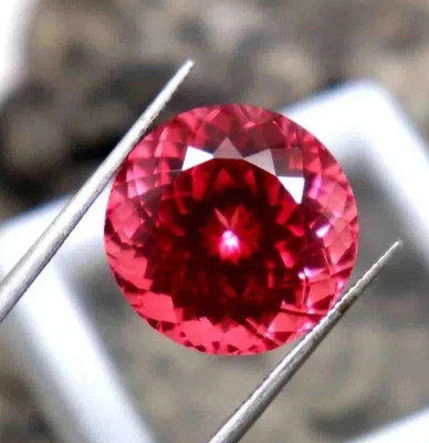 10 x 10 mm Natural GIE Certified Round Padparascha Sapphire Loose Gemstone A+