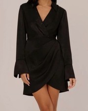 Adrianna by Adrianna Papell Women's Black Collared Satin Dress Size 6