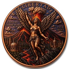 Libertad of Fire 5 Onzas Copper Round Cobre Puro Volcanic Libertad Coin PRESALE