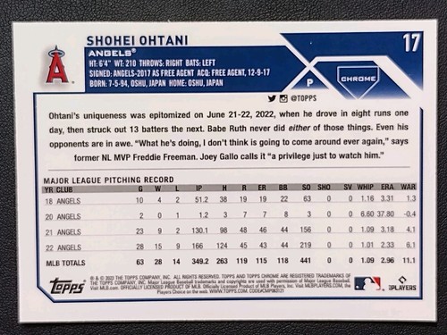 2023 Topps Chrom SHOHEI OHTANI Los Angeles Angels MVP - Zdjęcie 2 z 2