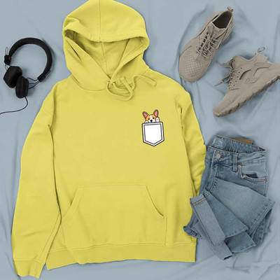 Süßer Hoodie mit Tasche Hund lustig Welpe guckt Corgi Haustierliebhaber Geschenk