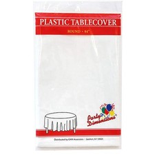 84'' White Round TableCloth Plastic Disposable
