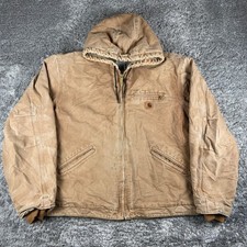 Carhartt Washed Duck Sierra Jacket Mens XL Brown Sierra Sherpa Lined Hooded J141