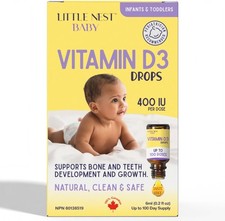 Baby Vitamin D3 Drops   400 IU per Dose  Natural  Clean Formulation for Infa