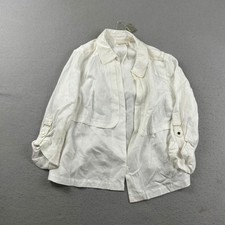 Chicos Jacket Womens 8 White Open Roll Tab Long Sleeves Coat Size 1 NWT