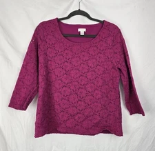 Chico's Fuchsia Pink Barbiecore Stretchy Lace Lined Boxy Top sz 2 (L/12)
