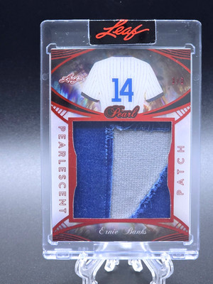 2025 Leaf Pearl ERNIE BANKS Pearlescent Patch (Game Used) Red 3/3 - Chicago Cubs