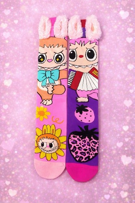 #ad #ad Girls Knee High Cartoon Bunny Socks Colorful Pink Purple Multicolor Plush Trim $12.99