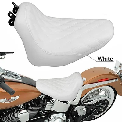 Driver Solo Seat White Stitching For Harley 2006-2017 Heritage Softail Deluxe - Image 1 of 4