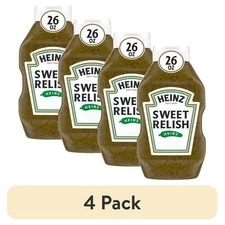 (4 pack) Heinz Sweet Relish, 26 fl oz Bottle,Easy-squeeze bottle