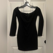 LULUS Women's Black Off Shoulder Long Sleeve Bodycon Dress Size S