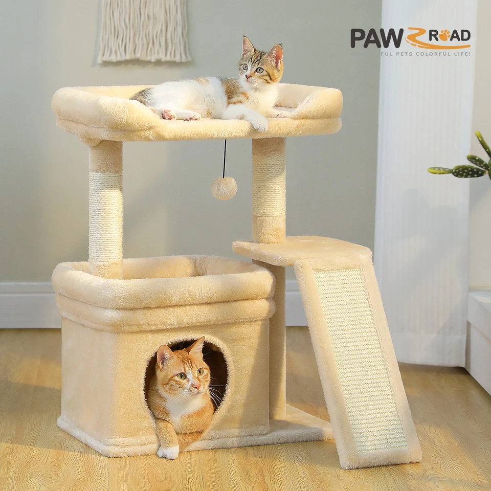 PAWZ Road Small Cat Tree Tower for Large Adult Cat with Wide Top Perch Condo Toy - Image 4 of 4