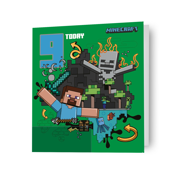 Age 9 Minecraft Birthday Card Gaming Age 9 Kids Birthday Card Includes Envelope