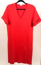 Uniqlo Women's Knit V-neck Short Sleeve Orange Cotton Casual Dress Size M