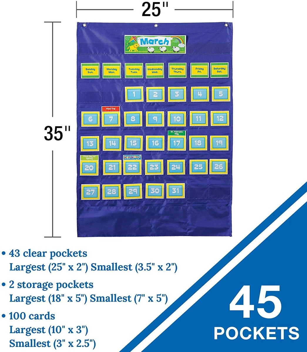 Carson Dellosa Deluxe Calendar Pocket Chart—Childrens Monthly Wall Chart  for Cla | eBay