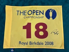 Pádraig Harrington Winner Signed 2008 Open at Royal Birkdale Golf Flag DealerCOA