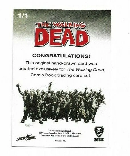 THE WALKING DEAD COMIC BOOK PART 1 TRADING CARD 1/1 SKETCH CARD by Travis Walton - Image 2 of 3