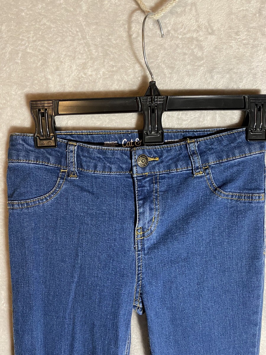 Cat Jack Girls Jeans size 12 Straight Super Stretch Adjustable