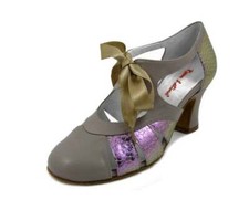 Chaussures De Danse Femme 37 En Cuir Beige Et Lilas Talon Moyen ROUGE LATINO