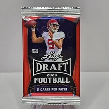 (1) 2023 Leaf Draft Football Factory Sealed Pack-5 Cards-