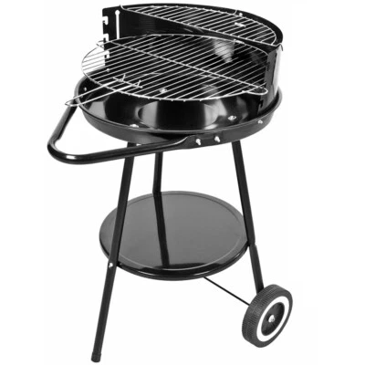 COSE DA CASA Fornacella a carbone tonda Barbecue portatile con ruote ripiano griglia acciaio