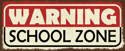 Blechschild 27x10 Warning School Zone Warnung Schul Zone Schüler Achtung Hinweis