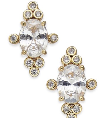 $48 Kate spade clear stone oval stud earrings RISE SHINE J9