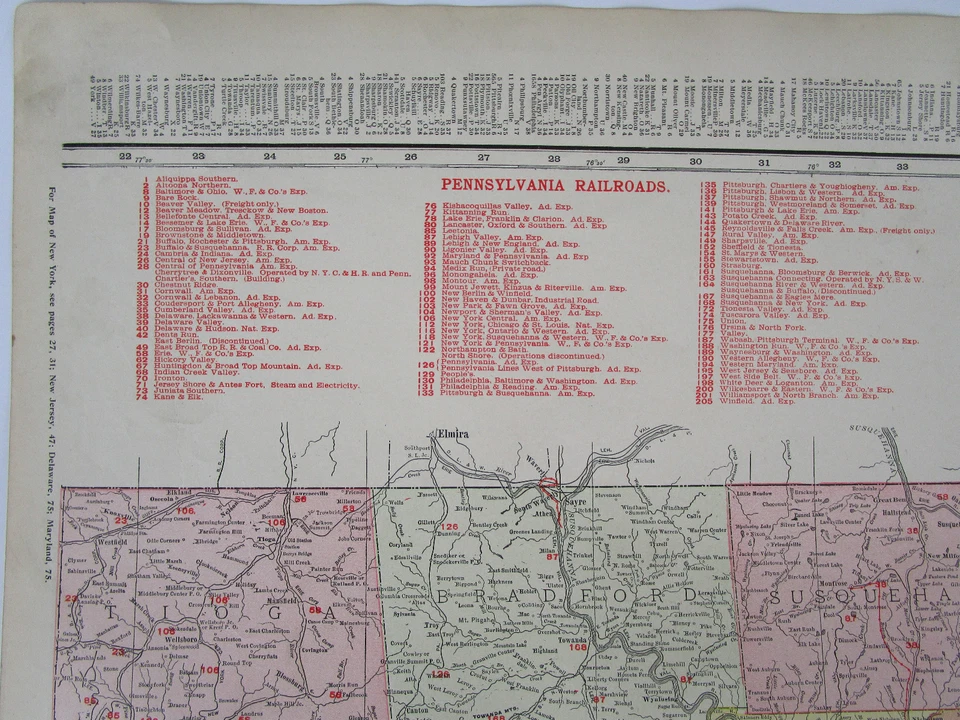 XL 1916 EASTERN PENNSYLVANIA RAILROAD Wall Map. McNally COMMERCIAL. PA 1910s. - Image 3 of 4