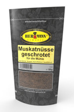 Muskatnüsse geschrotet für die Mühle 50g Herrmann Gewürze