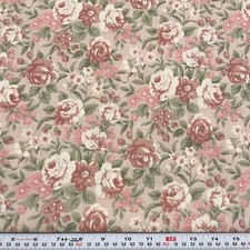 Vintage Faye Burgos For Marcus Bros Floral Pink Cotton Fabric Remnant 15 X 45