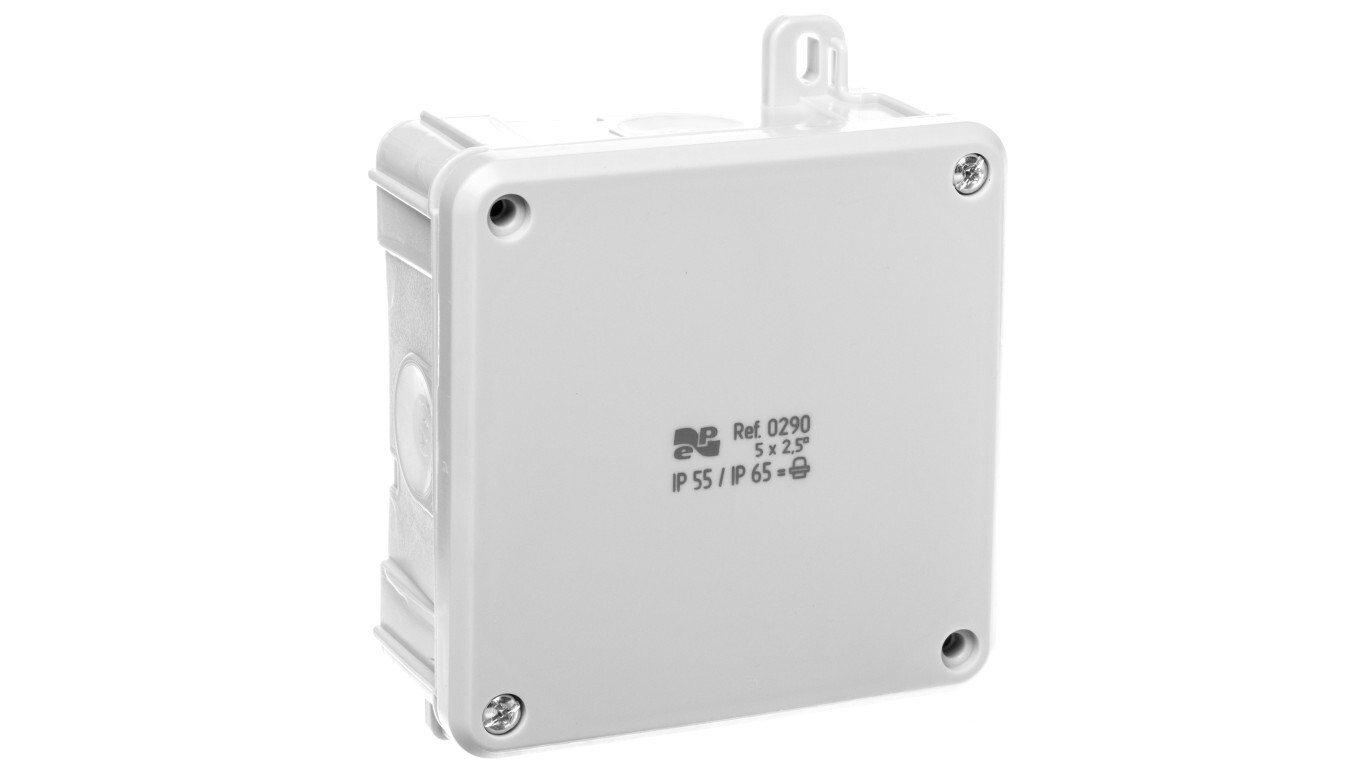 2K box 98x98x46mm with terminals 5x2.5mm2 IP55/65 gray RAL 7035 0290-41 /T2UK